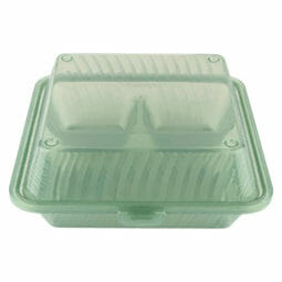 G.E.T. 2 Compartment Jade Polypropylene Eco-Take Out Container - 10L x 8W x 3H