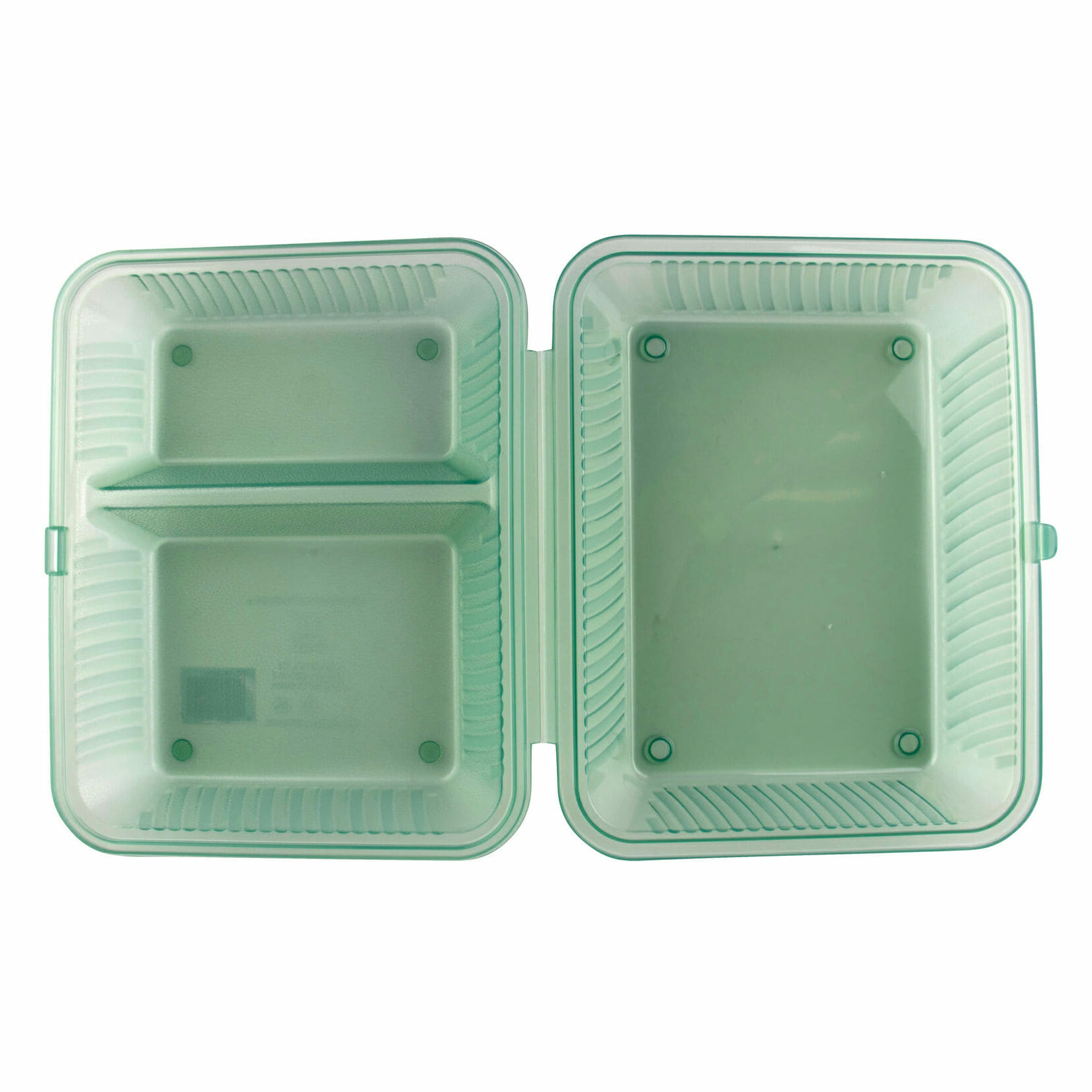 G.E.T. 2 Compartment Jade Polypropylene Eco-Take Out Container - 10L x 8W x 3H