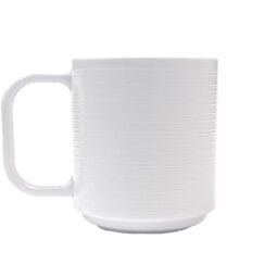 TM-8-MN-W - 8 oz. Tritan, White, Textured Stackable Coffee Mug with Handle, (10.5 oz. rim-full), 3" Top Dia., (4.4" Top Dia. with Handle), 3.4" Tall, 3.2" Deep, G.E.T. Minski