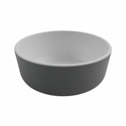 RB-15-WM/GRM - 15 oz Soup/Salad Melamine Bowl (20oz Rim Full), White Matte inside/ Gray Matte outside, GET. Roca.