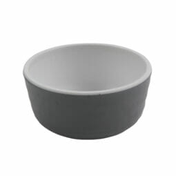 RR-3-WM/GRM - 3 oz Sauce Melamine Dish (4oz Rim Full), White Matte inside/ Gray Matte outside, GET. Roca.