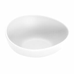 B-500-W - 3 oz. White, Melamine, Small Side Dish Bowl, (4.5 oz. rim-full), 1.4" H, (1.6" Max H), 3.9" L x 3.4" W, G.E.T. Riverstone
