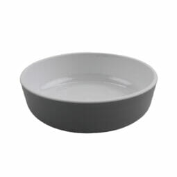RB-7-WS/GRM - 7" Low Street - 24 oz Melamine Bowl, (30 oz Rim Full) Glossy White inside/ Gray Matte outside, GET. Roca.