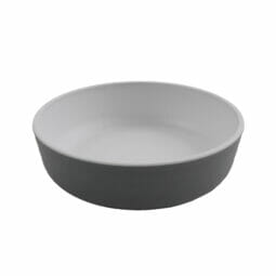 RB-7-WM/GRM - 7" Low Street - 24oz Melamine Bowl, (30oz Rim Full) White Matte inside/ Gray Matte outside, GET. Roca.