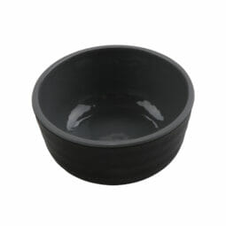 RR-3-GRS/BKM - 3 oz Sauce Melamine Dish (4 oz Rim Full), Glossy Gray inside/ Black Matte outside, GET. Roca.