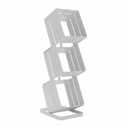 MTS-35-W - Metal three-tier Condiment Stand White, designed to hold GET 4" x 4" x 4" Wood and Glass Condiment Containers, 5" d x 4 1/4" w x15" h