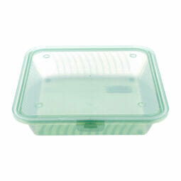 EC-17-JA - Single Entree Polypropylene, Jade, Flat Top Food Reusable Container, 9" L x 9" W x 2" H, G.E.T. Eco-Takeout's