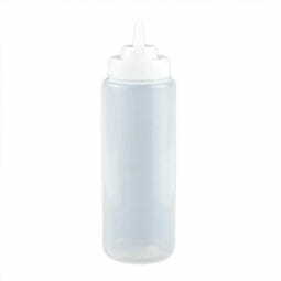 SB-32-CL - 32 oz., 3.13" Wide Mouth Squeeze Bottle, 10.5" Tall (w/lid)