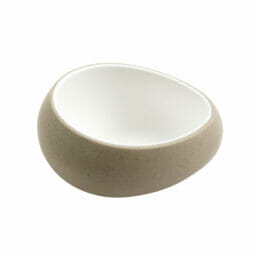 31075-TOH/SND - 3 oz hatch touch of honey interior/sandstone exterior ovoidal melamine ramekin, 3.9"L x 3.3"W x 1.7"H, GET, cheforward
