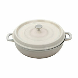 GET CA-009-Y/BK Heiss 3.5 Qt. Yellow Enamel Coated Cast Aluminum Oval Dutch  Oven with Lid