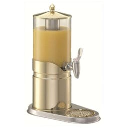 3171010 - ELEGANCE Juice Dispenser Model Gold(2.5 l) dishwasher- proof plastic Container (light), FRILICH Stainless Steel Faucet, Drip Dish, Drip Grille, Lid and Lid handle and Crushed Ice tube made of Stainless Steel, Cooling Pack inside Stainless Steel Base (24 carat gold- plated)