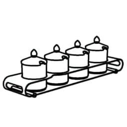 3195012 - ELEGANCE Jam Bar 'Quadro' 4 x 0.6 l, Model Stainless Steel Stainless Steel Base, dishwasher-proof plastic Container (frosted Look) with Cut- Out for Spoon and 'Good Night Lid'
