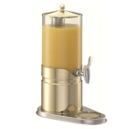 3171012 - ELEGANCE Juice Dispenser 5l, Model Gold dishwasher-proof plastic Container (light), FRILICH Stainless Steel Faucet, Drip Dish, Drip Grille, Lid, Lid handle and Crushed Ice tube made of Stainless Steel (24 carat gold-plated), Cooling Pack inside Base