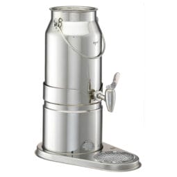 3133010 - 3.2 qt. / 0.8 gal. / 3L Stainless Steel Milk Dispenser Set. Includes Stainless Steel Can, Crushed Ice Tube, Drip Tray, Cooling Pack, and Base. 13.2" x 8.1", 15.7" tall, FRILICH EMC030E ELEGANCE