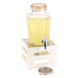 9095407 - RAISER Beverage-Set 'Barrel'A 8 liters, 'Candy Vintage white' A wooden stand in white varnish,A with DA core Steel Frame, Stainless Steel