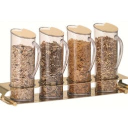 3192012 - ELEGANCE Muesli Bar 'Quadro' 4 x 1.5l, Model Gold Stainless Steel Base (24 carat gold-plated), dishwasher-proof plastic Flute, Stainless Steel Lid (24 carat gold-plated)and 'Good Night Lid'