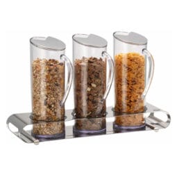 3177011 - ELEGANCE Muesli Bar 'Trio' 3 x 1.5l, Model Stainless Steel Stainless Steel Base, dishwasher- proof plastic Flute, Stainless Steel Lid and 'Good Night Lid'