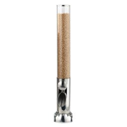 3178071 - 3.7 qt. / 0.9 gal. / 3.5 L Rotary Cereal / Dry Food Dispenser Set with Base. Includes Acrylic Container with Lid, Stirring Handle, and Stainless Steel Chute. 7.5" x 6.7", 32.5" tall. FRILICH ETO350E100 CONNECT