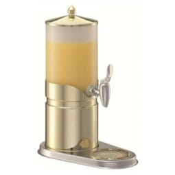 3171011 - ELEGANCE Juice Dispenser Model Gold(2.5 l) dishwasher- proof plastic Container (opal - frosted Look), FRILICH Stainless Steel Faucet, Drip Dish, Drip Grille, Lid and Lid handle and Crushed Ice tube made of Stainless Steel, Cooling Pack inside Stainless Steel Base (24 carat gold- plated)