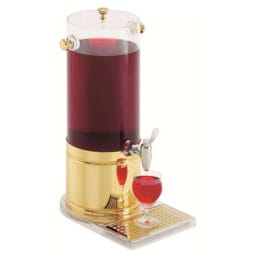 3191010 - ELEGANCE Juice Dispenser Model Gold (9 l) acrylic glass Container and Lid, Frilich Stainless Steel Faucet, plastic Drip Dish, Drip Grille and lid handle made of St. St., Cooling Pack inside of the Base (24 carat gold-plated)