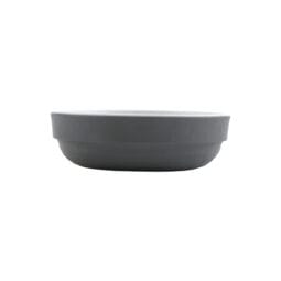 RR-2-5-WM/GRM - 4 oz Stackable Shallow Side Melamine Dish/Monkey Dish, (5 oz Rim Full), White Matte inside/ Gray Matte outside, GET. Roca Balance.