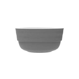 RR-2-3-WM/GRM - 3 oz Stackable Sauce Melamine Dish (4oz Rim Full), White Matte inside/ Gray Matte outside, GET. Roca Balance.