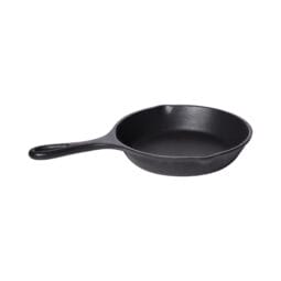 SK-20-ABK - 20 oz (25 oz Rim-Full) Round Aluminum Skillet, 7.22" Dia. X 1.26" H Serving Area, 11.8" L x 7.70" W with Handles, Black Cast Aluminum, Heiss, Tabletop