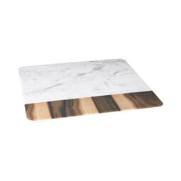 M13M-HWC - Melamine Square Serving Board - Hickory Wood, Carrara Marble