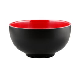 JW542T-BR - Melamine Round Two-Tone Bowl - Black Outside, Red Inside