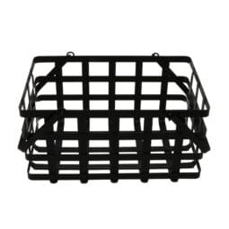 WB-567-BK - 12" L x 7.75" W x 6.25" H, Black, Iron Powder Coated, Rectangular Basket with Strap Construction Handles, (6" Deep), G.E.T Harvest Basket