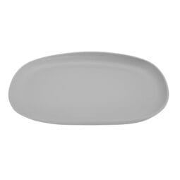CS-1275-LG - 12" x 7.5" Light Gray, Melamine, Oval Coupe Dinner Plate, 0.6" H, (1" Max H), G.E.T. Riverstone