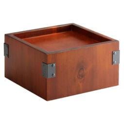 WB-955-W - 9.5" Square Wood Riser with Metal Brackets for Acrylic Juice / Beverage Dispenser, 5" tall (fits DISP-3)
