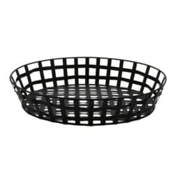 WB-562-BK - 19.5" L x 15" W x 4" H, Black, Iron Powder Coated, Oval Basket, (3.5" Deep), G.E.T Harvest Baskets