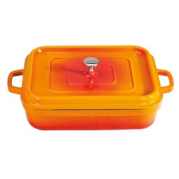 CA-010-O/BK/CC - 5 qt. (5.25 qt. rim-full), 12.88" x 10.88" Induction Ready Rectangular Roaster w/ Lid, 2.76" deep (Clear Coat)