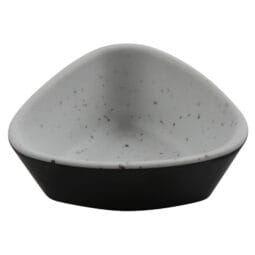 30480-BK/SN - 1.5 oz revive stone natural/black triangle melamine ramekin with organic texture, 3"L x 2.75"W x 1.25"H, GET, cheforward