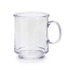 TM-1308-CL - 8 oz. Tritan, Clear, Stacking Mug with Handle, (10 oz. rim-full), 3" Top Dia., (4" Top Dia. with Handle), 3.72" Tall, 3.5" Deep, G.E.T. Cups & Mugs
