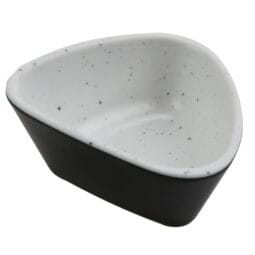 30282-BK/SN - 3.5oz revive stone natural/black triangle melamine ramekin with organic texture, 3.69"L x 3.44"W x 1.63"H, GET, cheforward