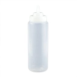 SB-32-CL - 32 oz., 3.13" Wide Mouth Squeeze Bottle, 10.5" Tall (w/lid)