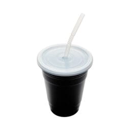 SC-16-SET-BK - 16 oz. Black, Polypropylene, Reusable Tumbler (with Lid and Straw), 4.25" Top Dia., 5" Tall, G.E.T. Reusable Tumbler