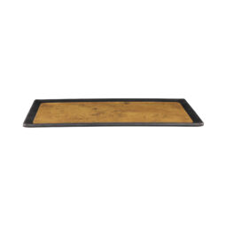 B179128-GLDB - Melamine Rectangular Tray - Black w/ Gold Decal