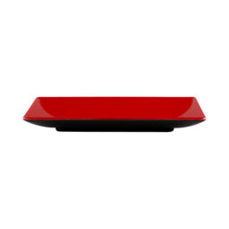 JW952T-BR - Melamine Rectangular Two Tone Plate 9" x 5" x 1" h. - Black Outside, Red Inside