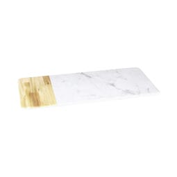 M714RCM-AWC - Melamine Rectangular Serving Tray - Alder Wood, Carrara Marble