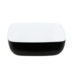 B267065-BW - Melamine Square Bowl - White Inside, Black Outside