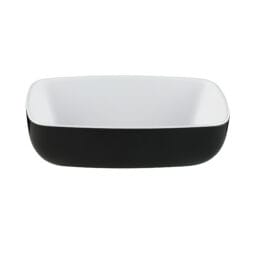 B265069-BW - Melamine Rectangular Bowl - White Inside, Black Outside