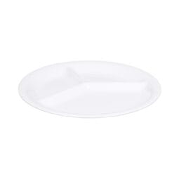 DC103-W - Melamine Round Three Compartment Plate - White