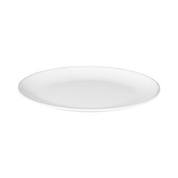 D2213L-W - Melamine Oval Plate - White w/ Black Trim
