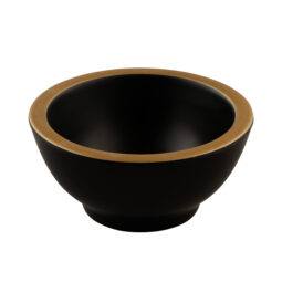 B245035-GLDB - Melamine Round Bowl - Black w/ Gold Decal