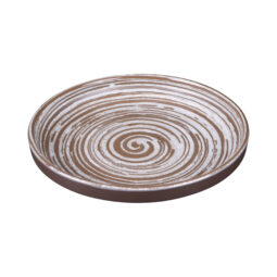B395099-SDW - Melamine Round Coupe Plate - Stardust White