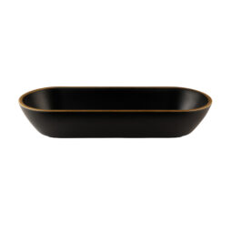B248152-GLDB - Melamine Oval Bowl - Black w/ Gold Decal