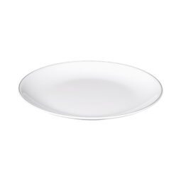 D1111L-W - Melamine Round Plate - White w/ Black Trim